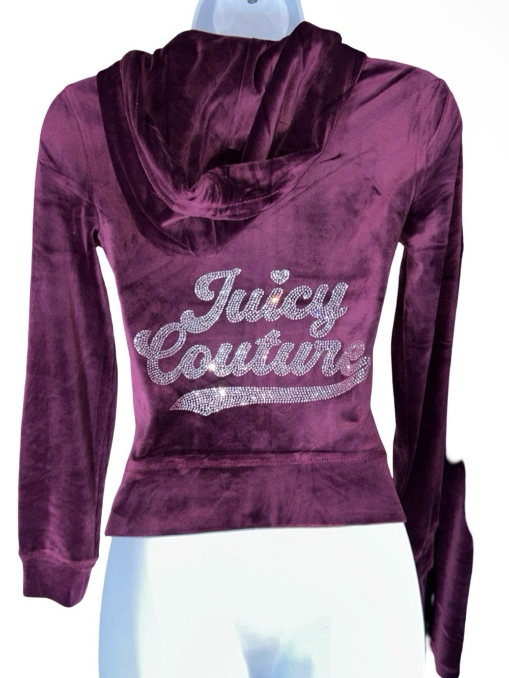 JUICY COUTURE PICKLED BEET PURPLE BLING RHINESTONE VELOUR TRACKSUIT *HOODIE* NWT